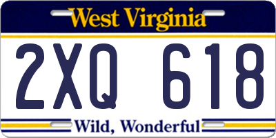 WV license plate 2XQ618