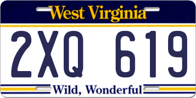 WV license plate 2XQ619