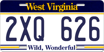 WV license plate 2XQ626