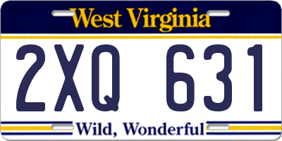 WV license plate 2XQ631