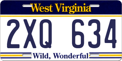 WV license plate 2XQ634