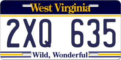 WV license plate 2XQ635