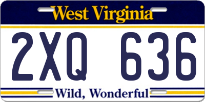 WV license plate 2XQ636