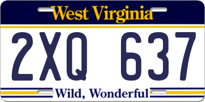 WV license plate 2XQ637