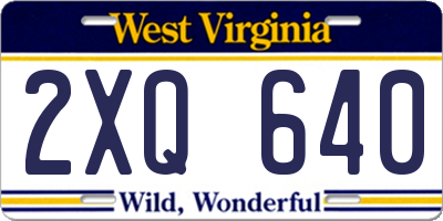 WV license plate 2XQ640