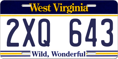 WV license plate 2XQ643