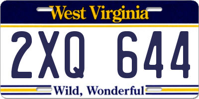 WV license plate 2XQ644