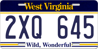 WV license plate 2XQ645