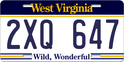 WV license plate 2XQ647