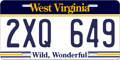 WV license plate 2XQ649