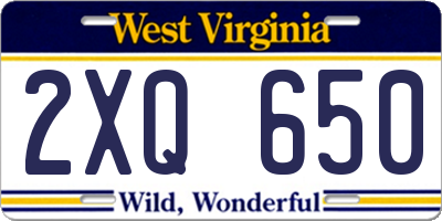 WV license plate 2XQ650