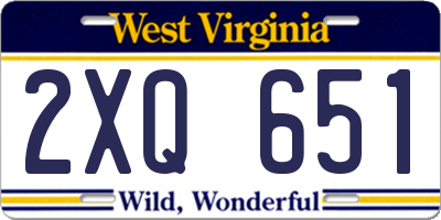 WV license plate 2XQ651