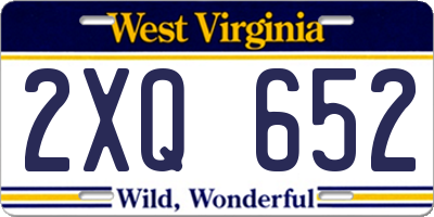 WV license plate 2XQ652