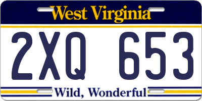 WV license plate 2XQ653