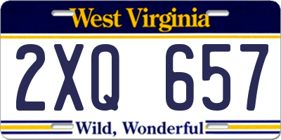 WV license plate 2XQ657