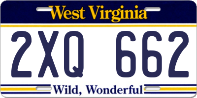 WV license plate 2XQ662