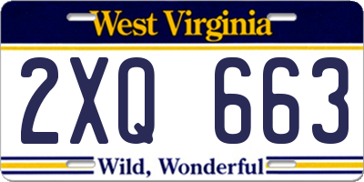 WV license plate 2XQ663