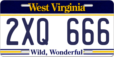 WV license plate 2XQ666