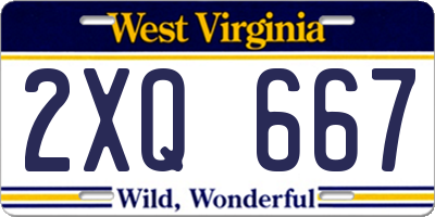 WV license plate 2XQ667