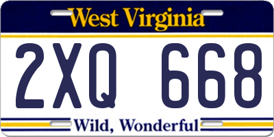 WV license plate 2XQ668