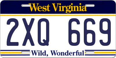 WV license plate 2XQ669