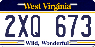 WV license plate 2XQ673