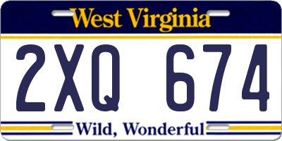 WV license plate 2XQ674