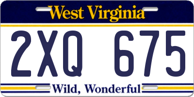 WV license plate 2XQ675