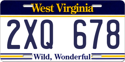 WV license plate 2XQ678