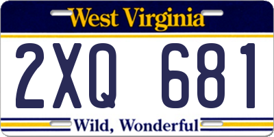 WV license plate 2XQ681