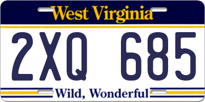 WV license plate 2XQ685