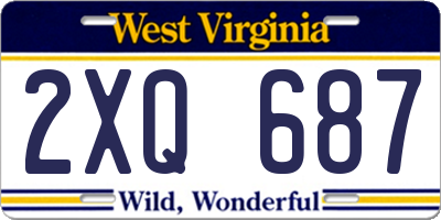 WV license plate 2XQ687