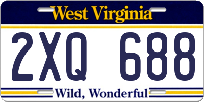 WV license plate 2XQ688