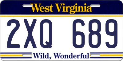 WV license plate 2XQ689