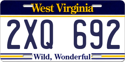 WV license plate 2XQ692