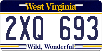 WV license plate 2XQ693