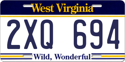 WV license plate 2XQ694