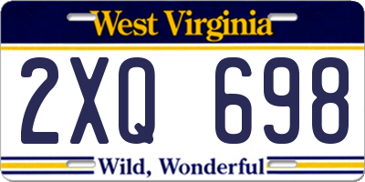 WV license plate 2XQ698