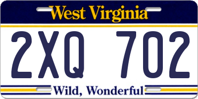 WV license plate 2XQ702