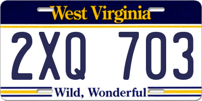 WV license plate 2XQ703