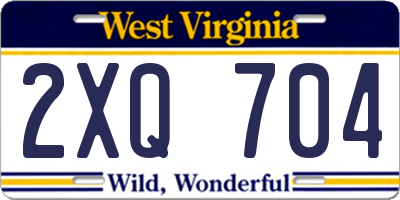 WV license plate 2XQ704