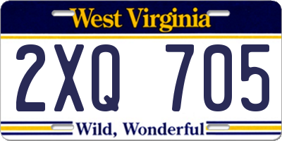 WV license plate 2XQ705