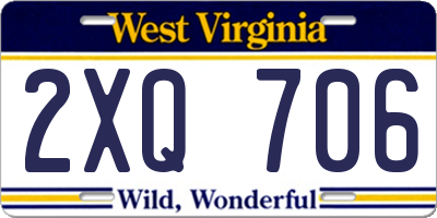 WV license plate 2XQ706