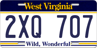 WV license plate 2XQ707