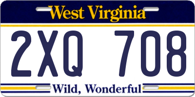 WV license plate 2XQ708
