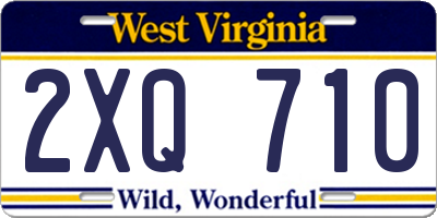 WV license plate 2XQ710