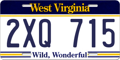 WV license plate 2XQ715