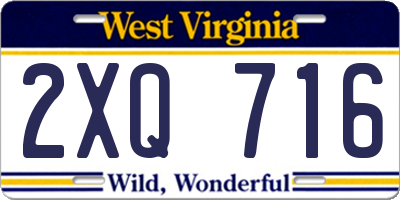 WV license plate 2XQ716
