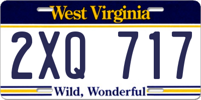 WV license plate 2XQ717