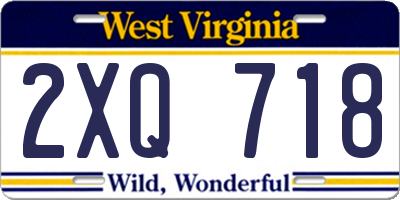 WV license plate 2XQ718
